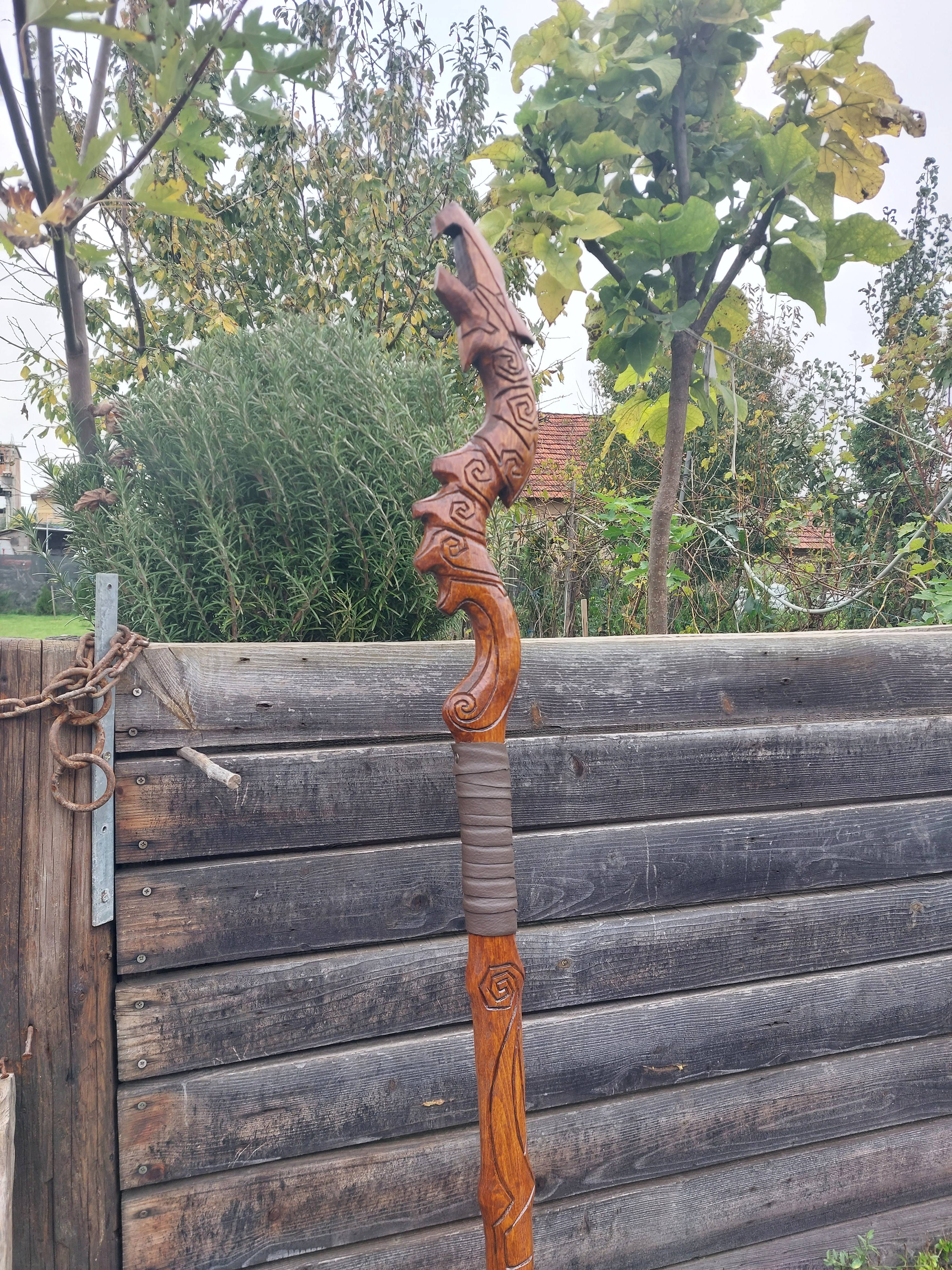 I Handcrafted a 180cm Tall Dragon Priest Staff from Wood