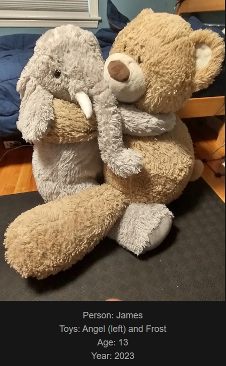 Day 794: Join me on a nostalgic journey at www.saidtheskinhorse.com, where we celebrate the cherished bond with our beloved childhood toys. Meet Angel and Frost, the latest members of our collection!