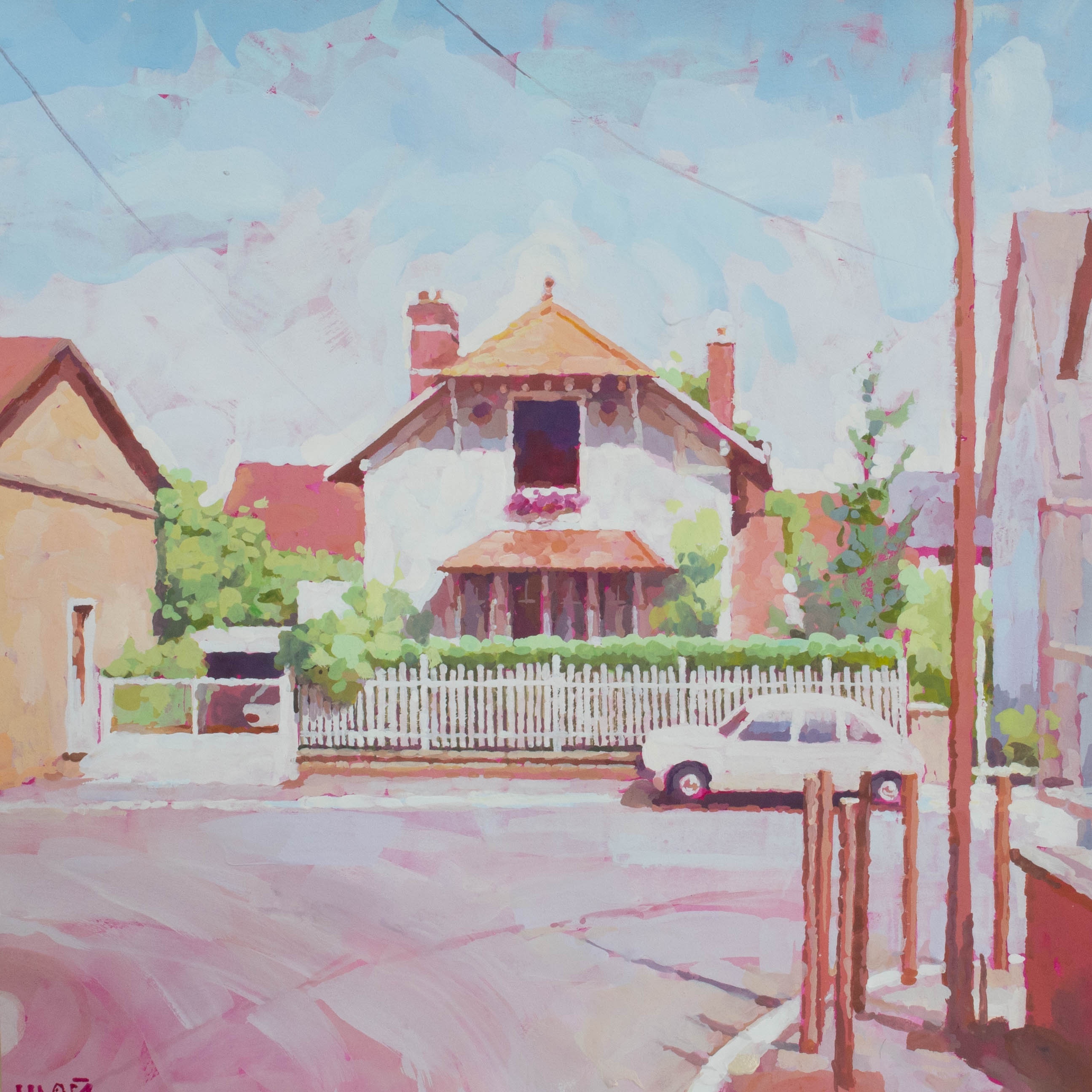 I created a watercolor and gouache masterpiece of my friend's mom's childhood home