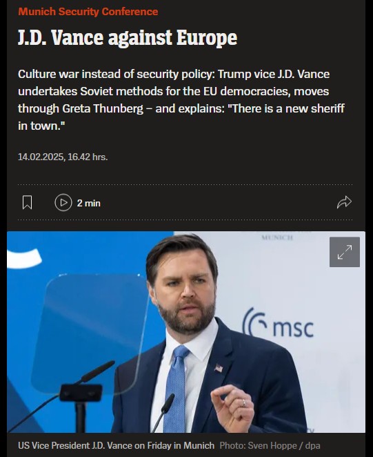 J.D. Vance Critiques the EU at the Munich Security Conference