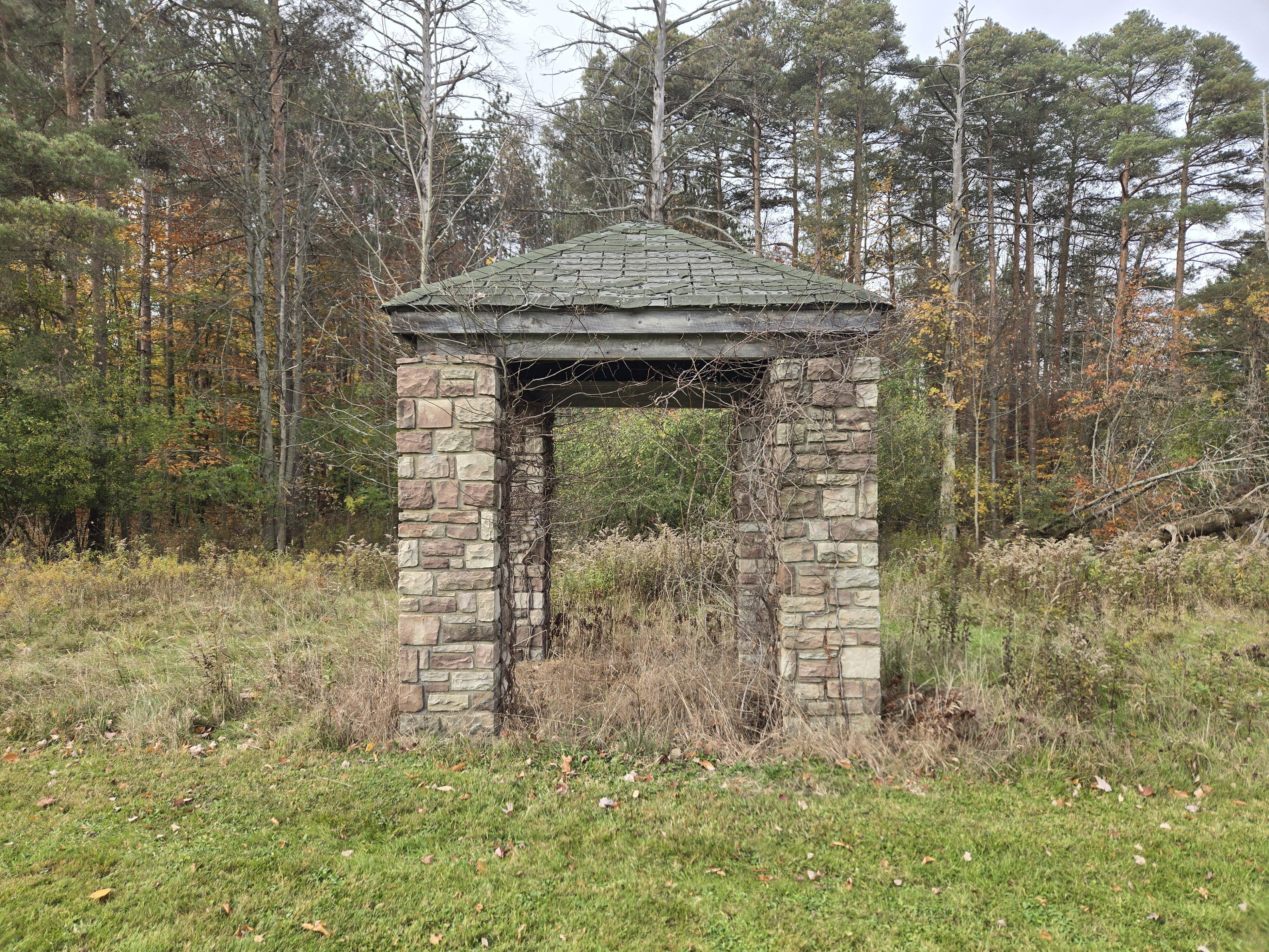 An abandoned park shelter waiting for new stories