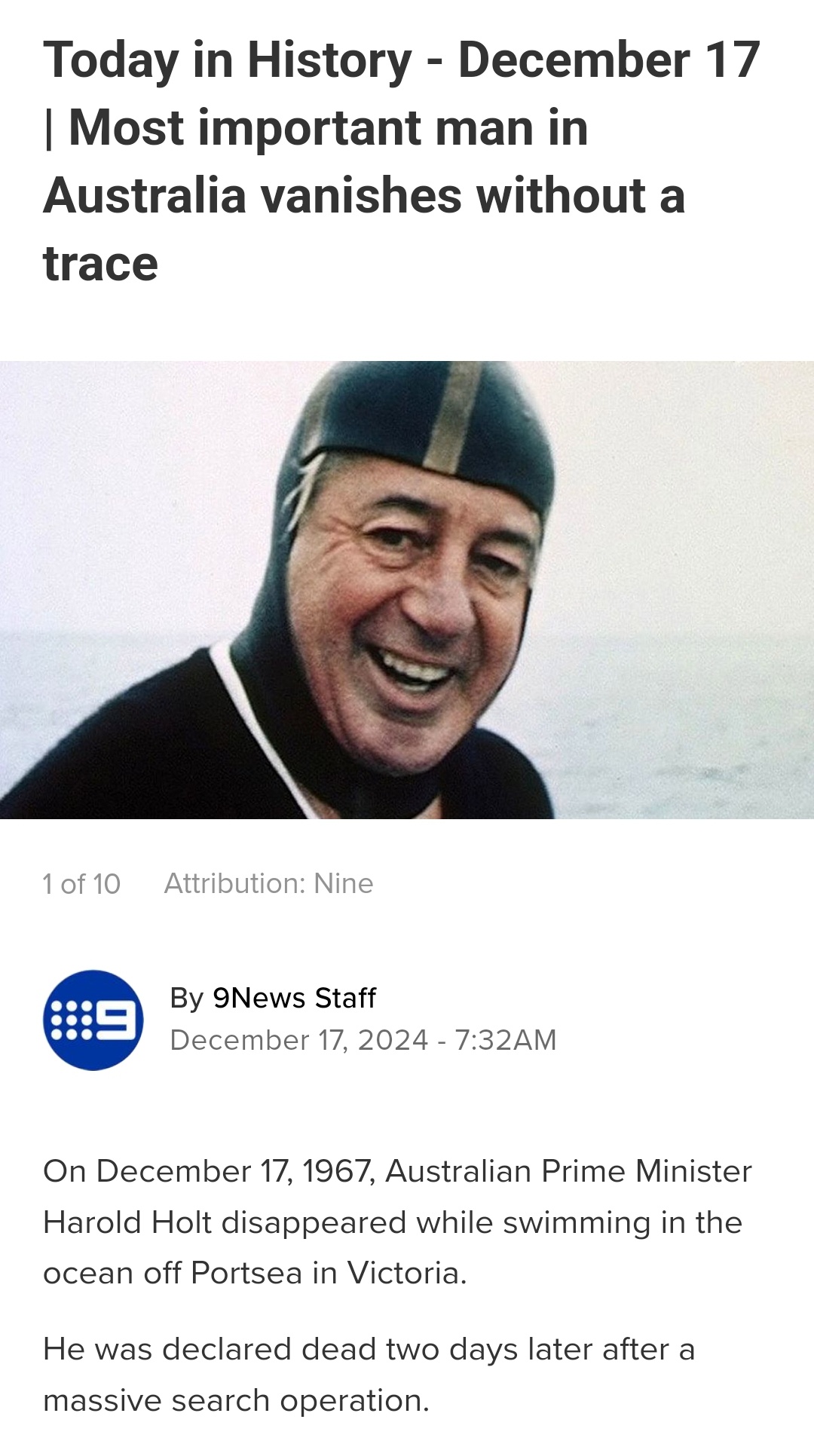 Can you believe we still say 'do a Harold Holt'? It's wild!