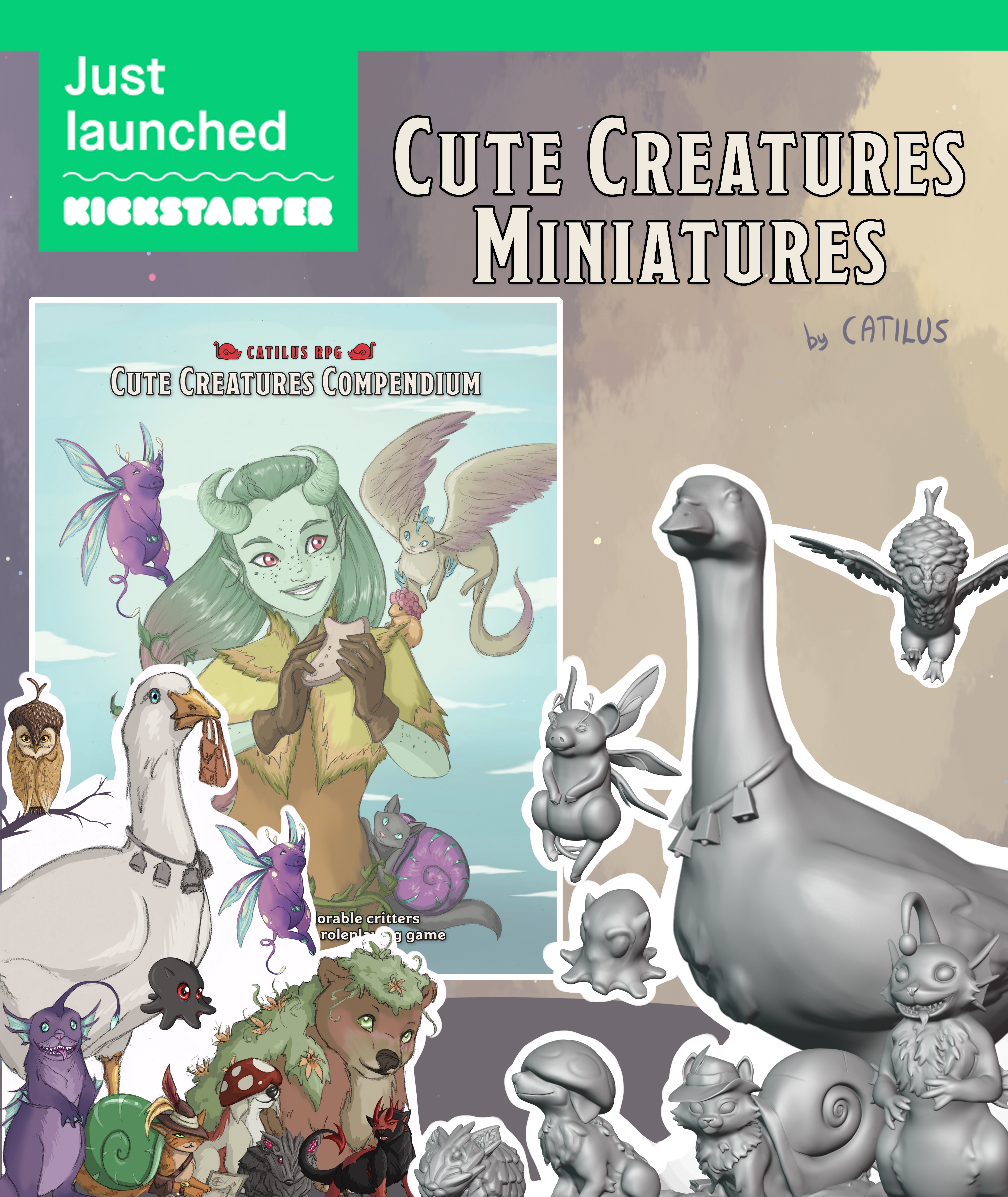 Cute Creatures Miniatures Now Live on Kickstarter!