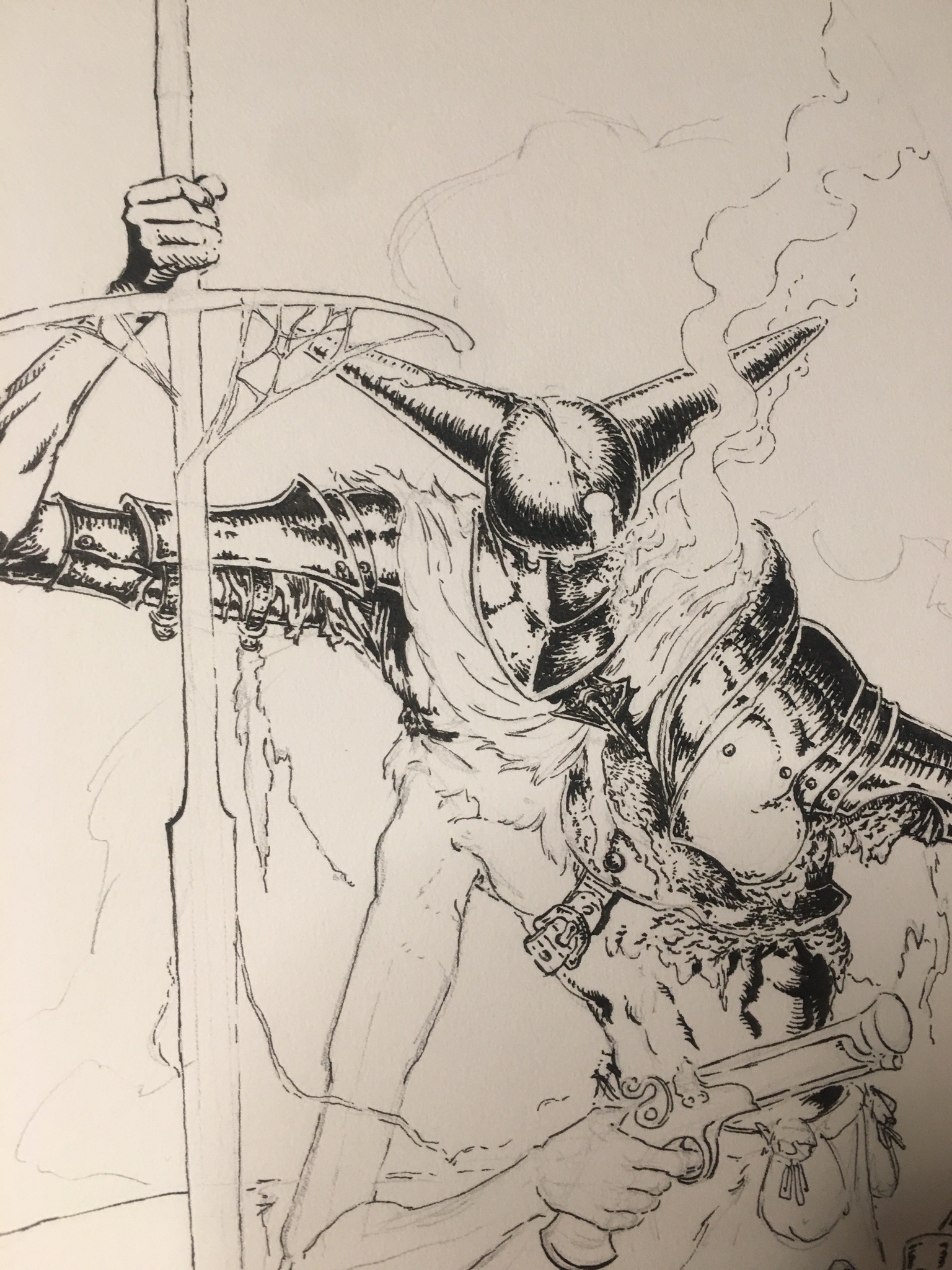Bile Knight in Progress: Channeling Bernie Wrightson's Style