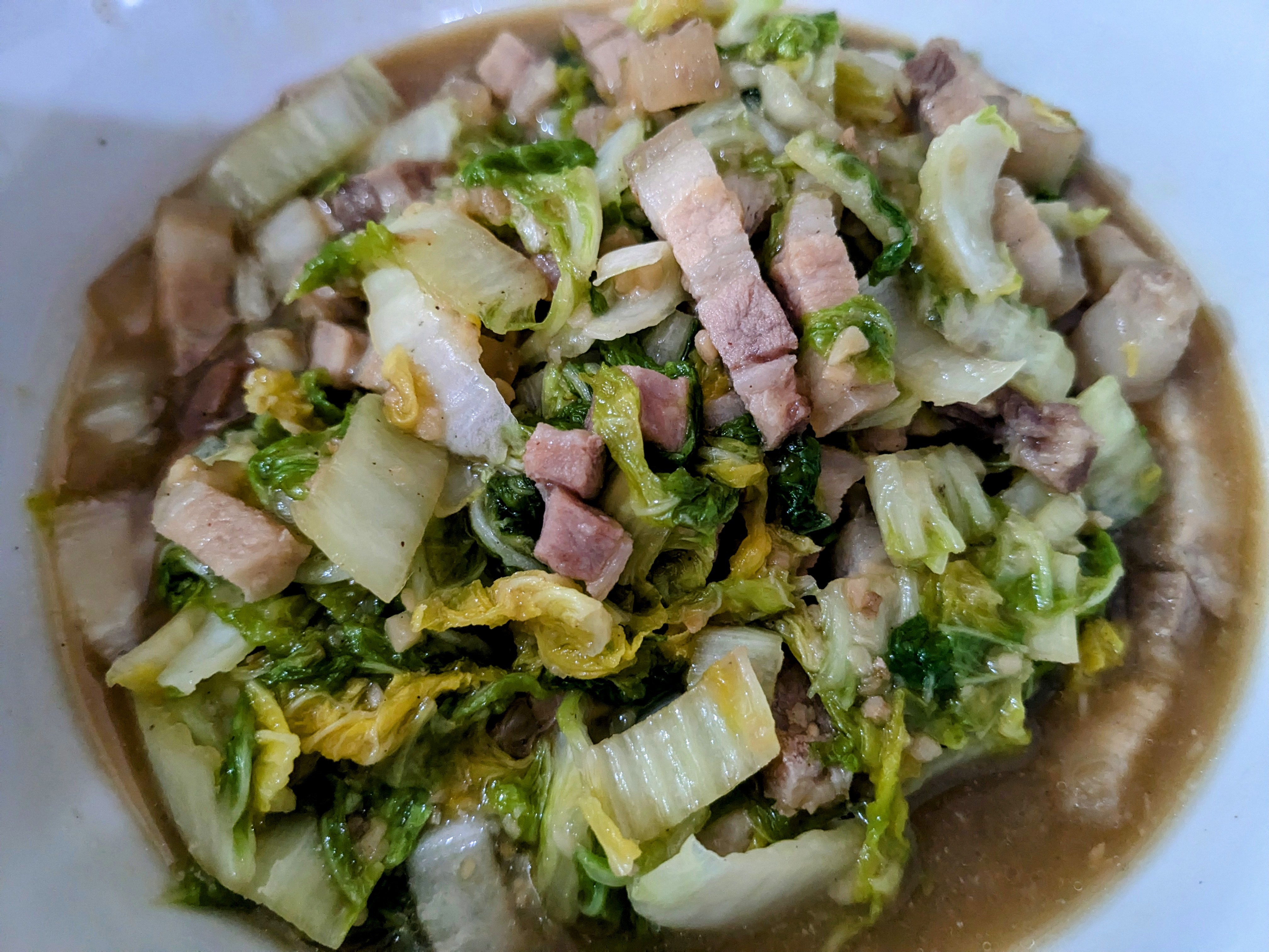 Delicious Baby Pak Choi Paired with Savory Pork Belly Strips
