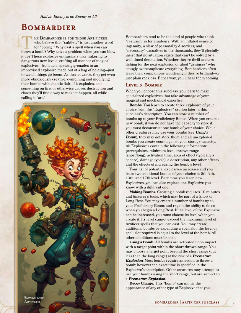 Daydreams and Mischief: The Bombardier Artificer