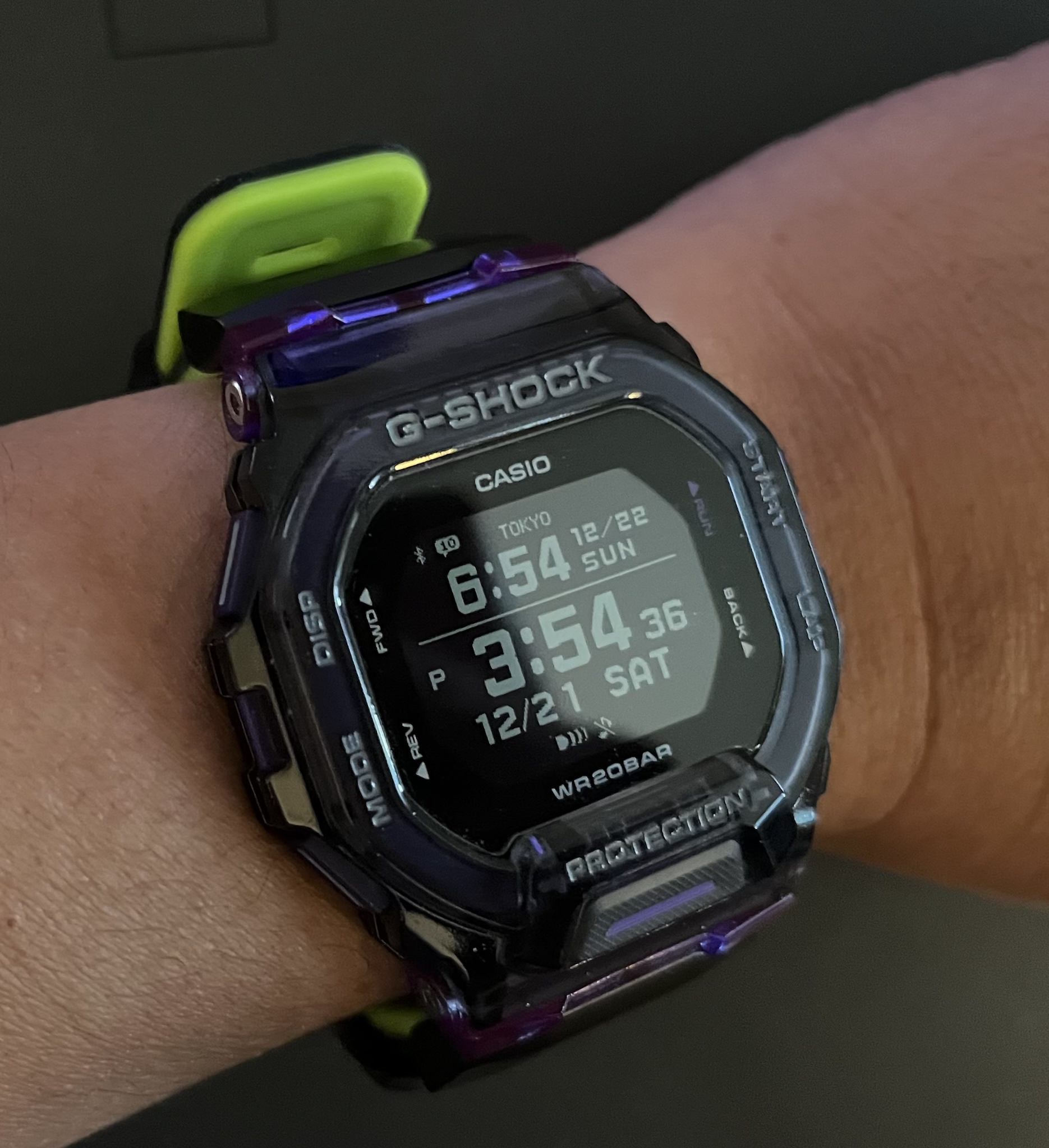 My very first Casio G-Shock, customized with EVA-01 colors from Neon Genesis Evangelion
