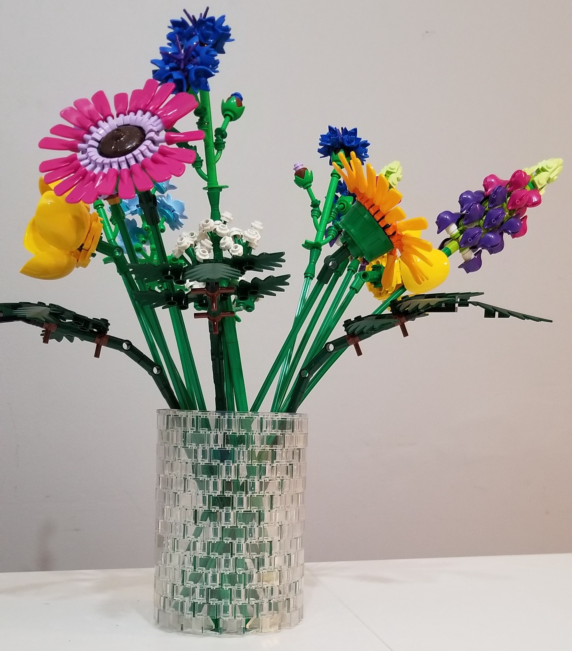 Creative Lego Wildflowers paired with a custom vase