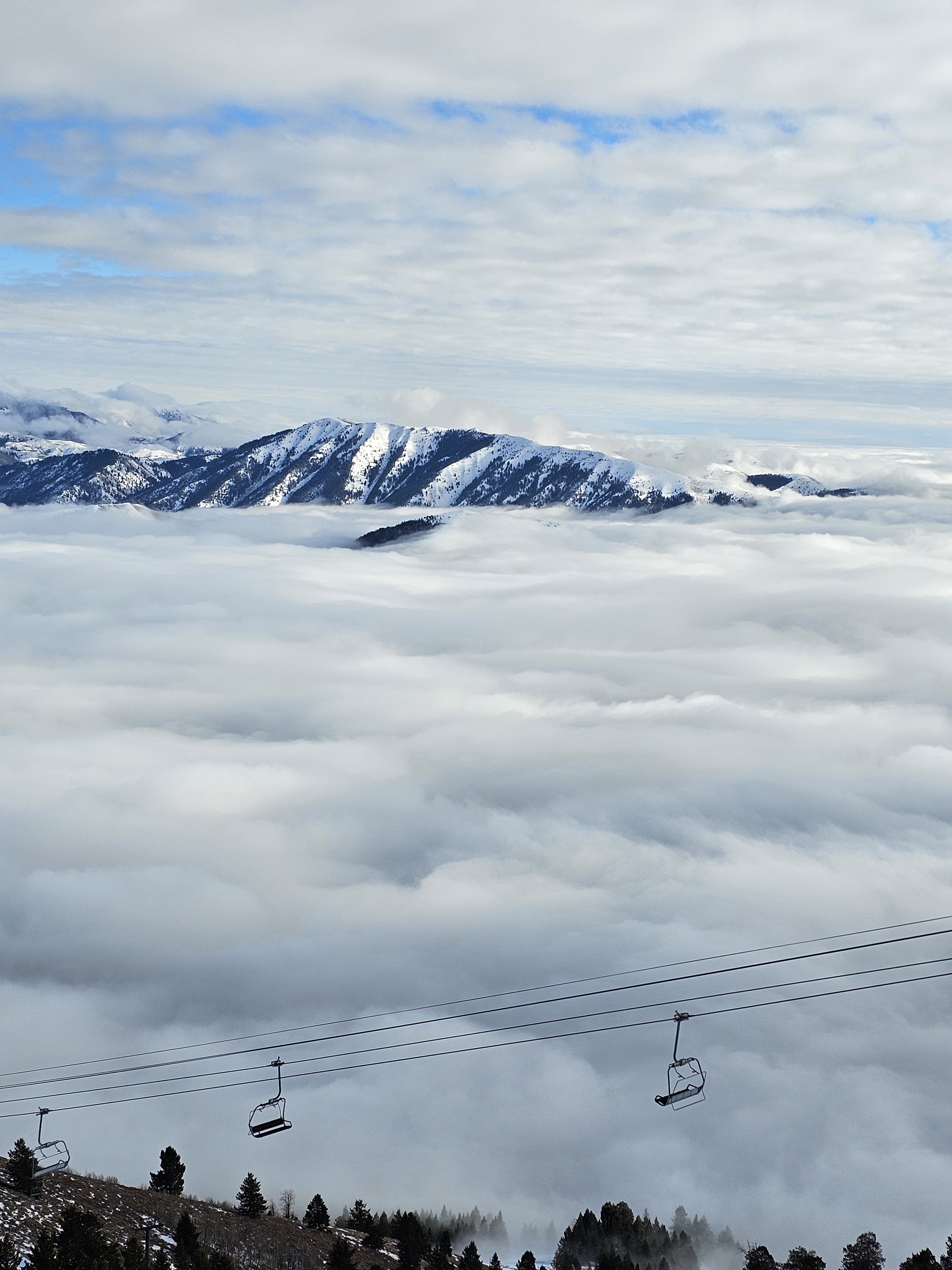 A Mysterious Fog Envelops the Mountains in Sun Valley Today
