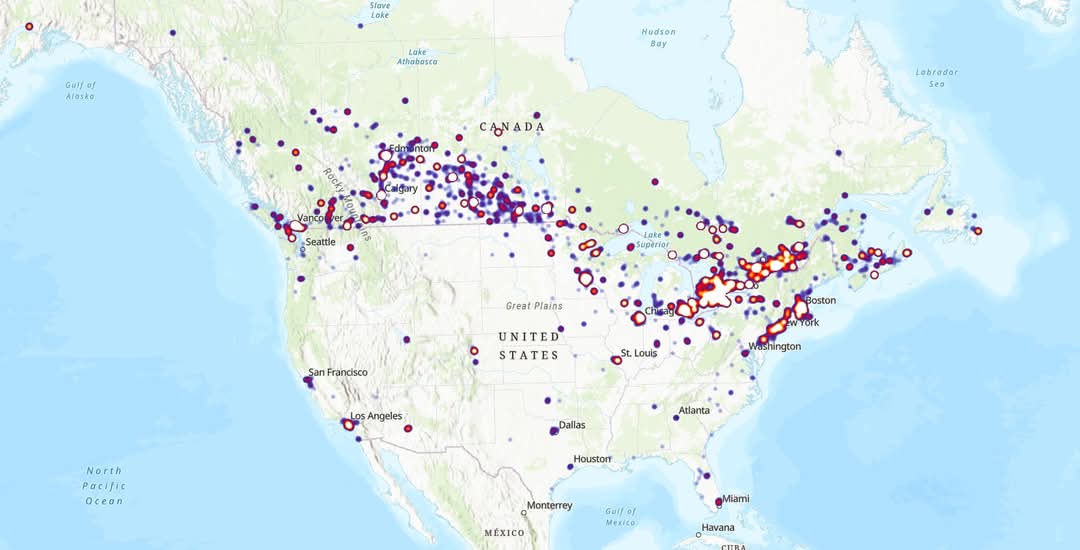 A Comprehensive Map of NHL Players in North America by Their Birth Cities